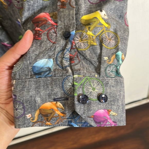 Jared Lang Animal Bicycle Button Shirt Men Size 3XLT Gray Racer Rider Biker Bike - Picture 6 of 11